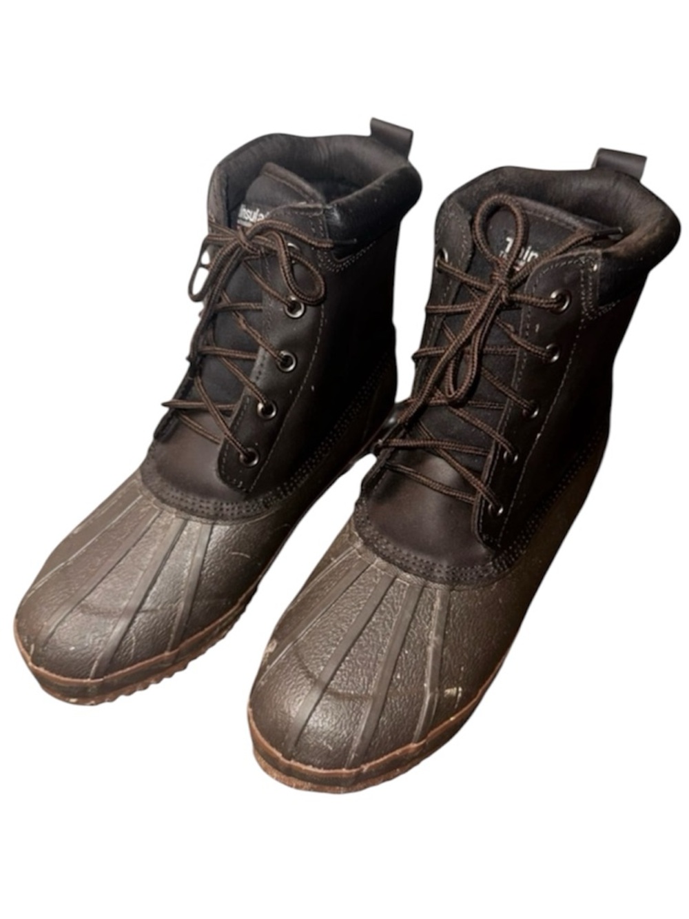 ITASCA Thinsulate 3M Waterproof Duck Boots Brown Leather Upper Size 12